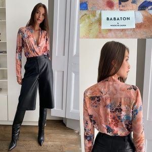 Aritzia Babaton Ambrose Wrap-front Blouse Bodysuit